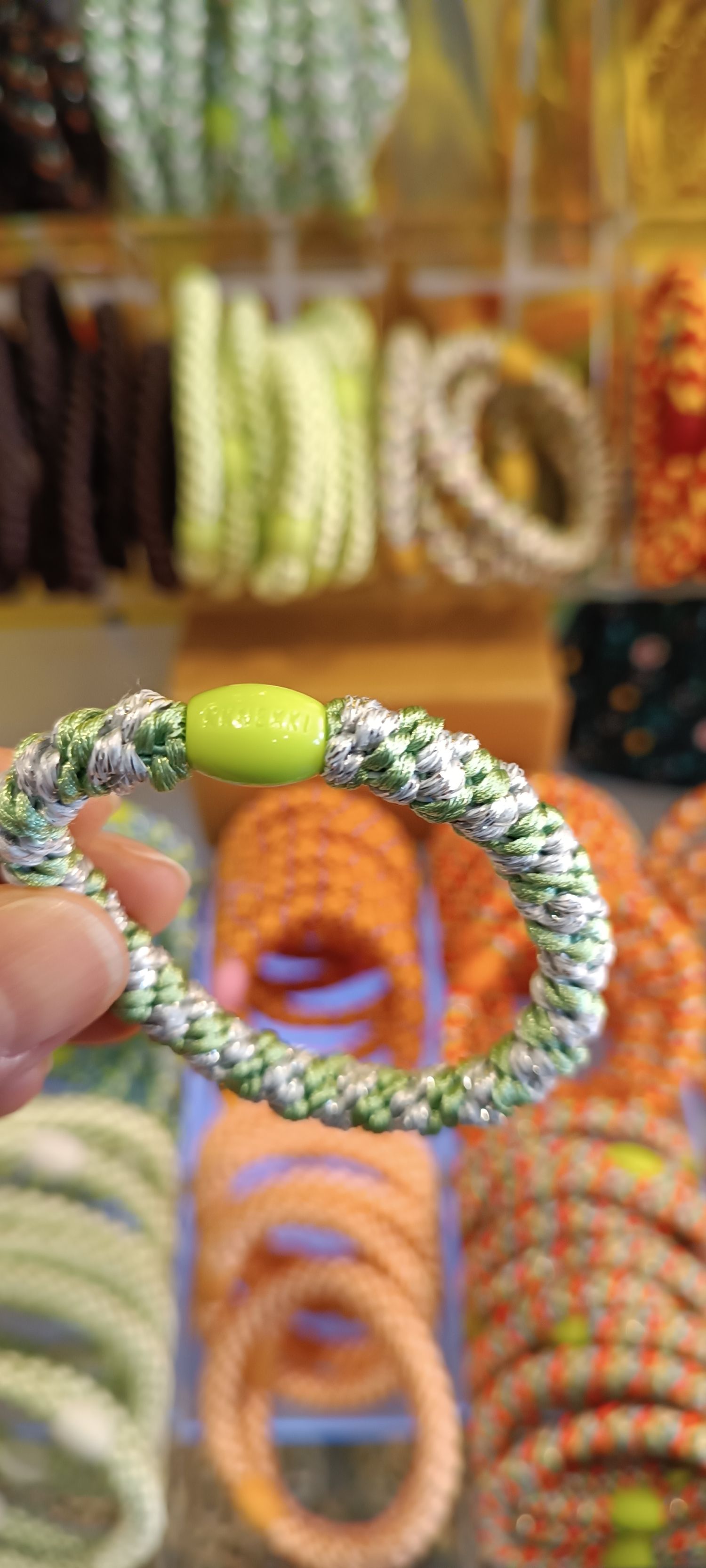 Kknekki Lind green silver glitter stripe