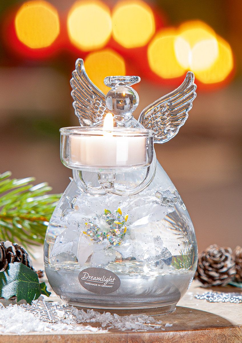 DREAMLIGHT ANGE BOUGEOIR BLANC FLEUR ARGENTEE