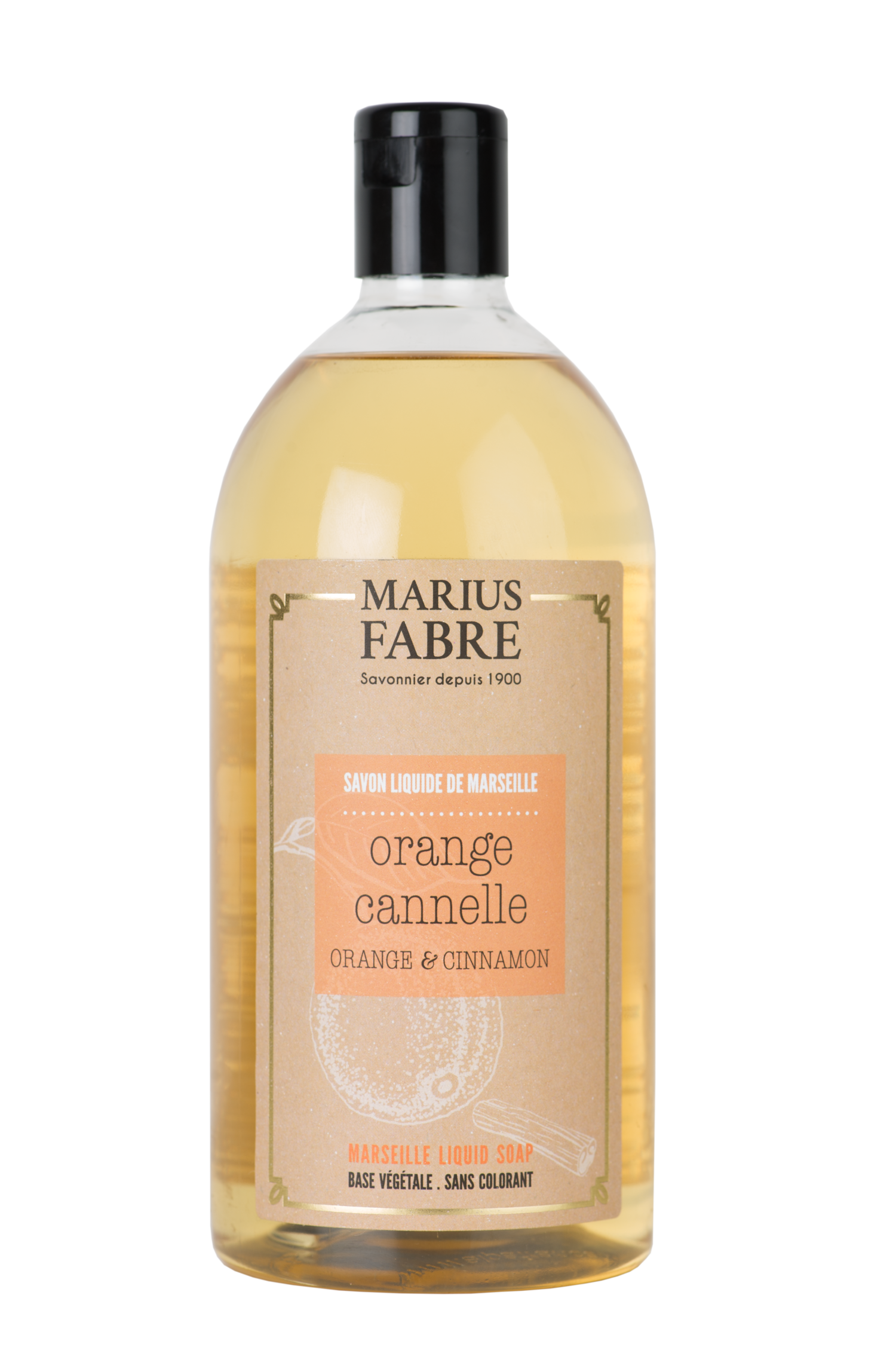 SAVON LIQUIDE DE MARSEILLE AUX ECORCES D'ORANGES ET A LA CANNELLE 1L
