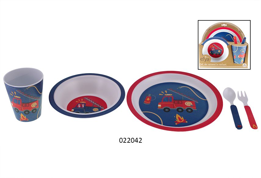 SET VAISSELLE 5 PIECES POMPIER