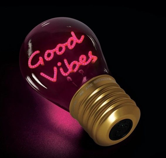 BULB FICTION LAMPE EN FORME D AMPOULE GOOD VIBES
