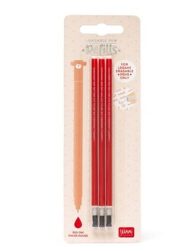 Set de 3 Recharges pour Stylo à Encre Gel Effaçable - Encre ROUGE