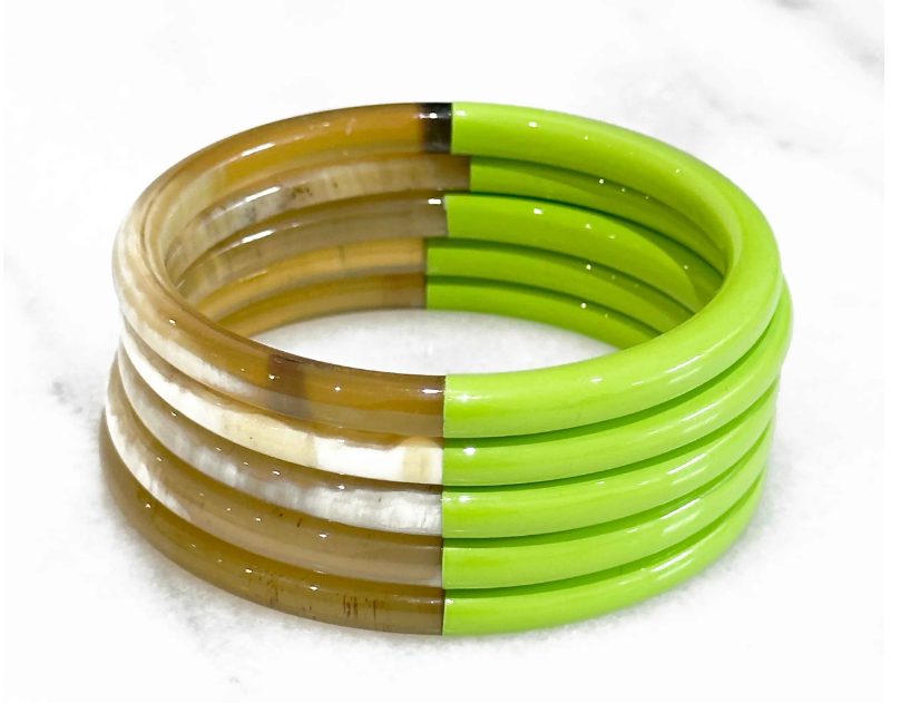 BRACELET EN CORNE VERITABLE VERT PEP'S