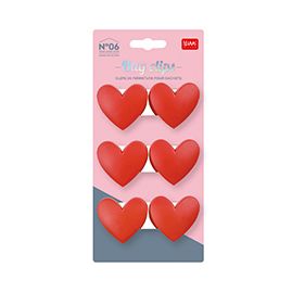 SET DE 6 CLIPS DE FERMETURE POUR SACHETS COEUR