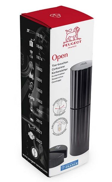  Open Tire-bouchon à vis sans fin avec coupe-capsule, noir, 16,3 cm