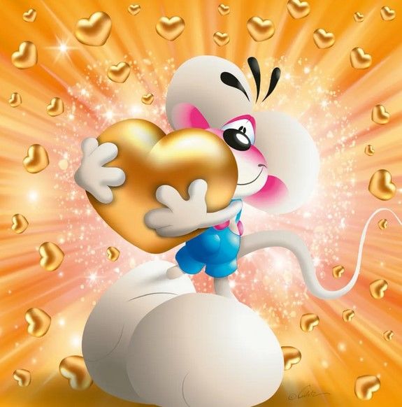 CARTE 3D DIDDL & COEUR DORE SANS TEXTE