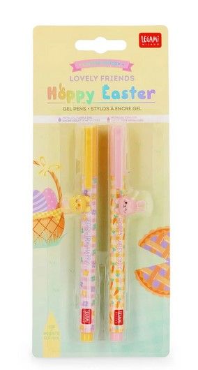 SET DE 2 STYLOS A ENCRE GEL AVEC ANIMAL DECORATIF HOPPY EASTER