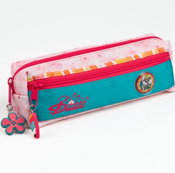  Trousse scolaire Diddlina rose et bleu : trois couleurs, deux fermetures et beaucoup de charme