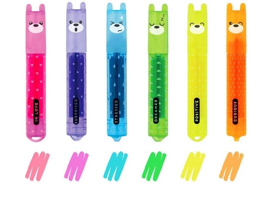 SET DE 6 MINI SURLIGNEURS TEDDY