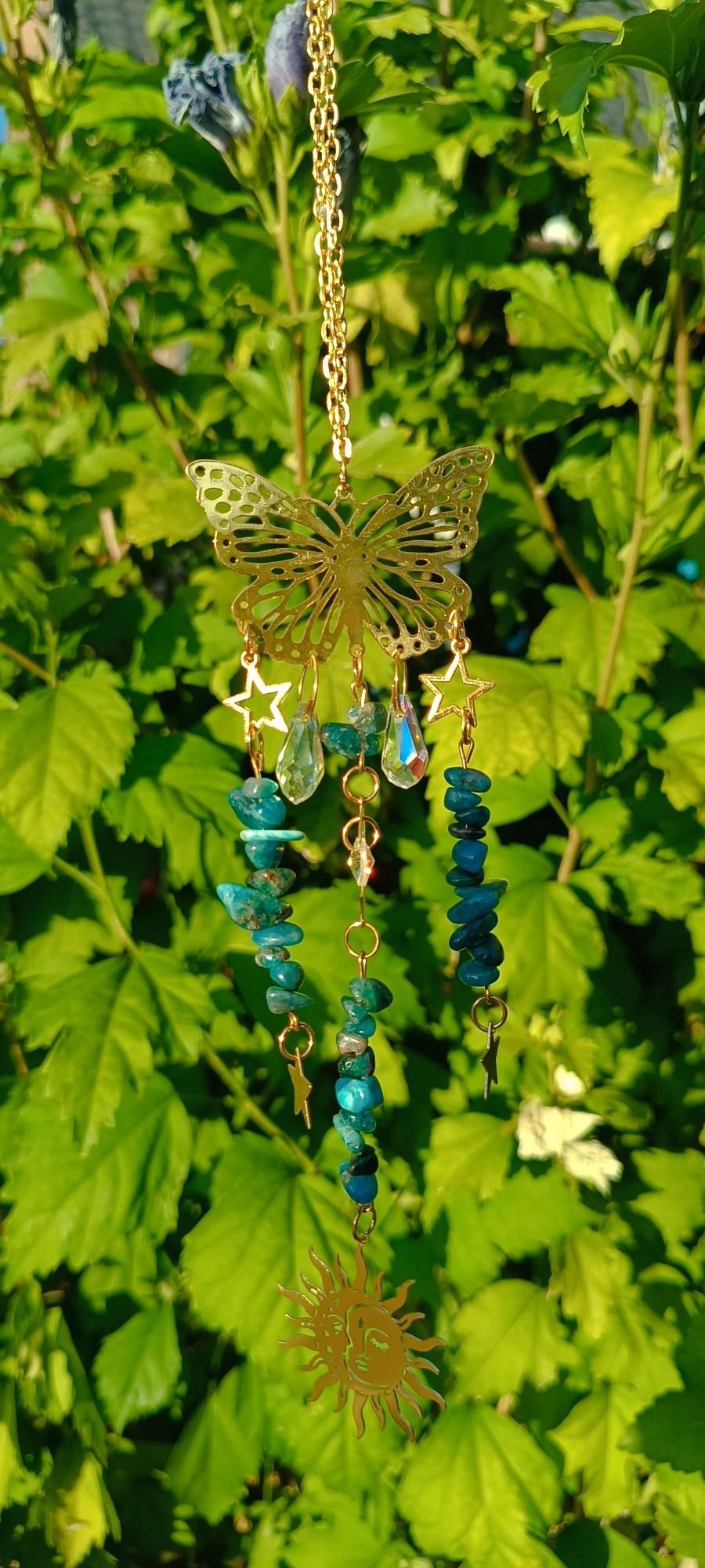 Attrape-soleil Papillon Soluna Apatite Bleue