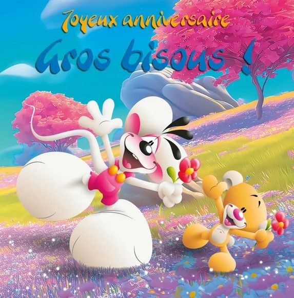 CARTE 3D DIDDL JOYEUX ANNIVERSAIRE GROS BISOUS