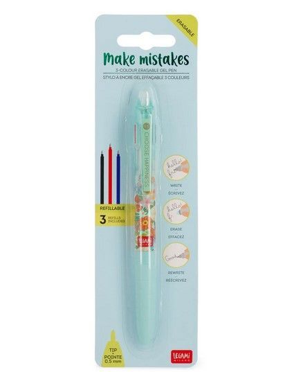 STYLO A ENCRE GEL EFFACABLE 3 COULEURS FLOWER