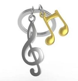 Porte-clés Clé de sol et notes de Musique dorées- METALMORPHOSE