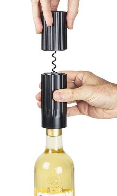  Open Tire-bouchon à vis sans fin avec coupe-capsule, noir, 16,3 cm