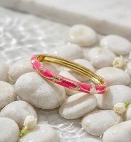 Bracelets Thaï Pastel en Laiton – Joncs Colorés Bohème Chic Femme - fushia