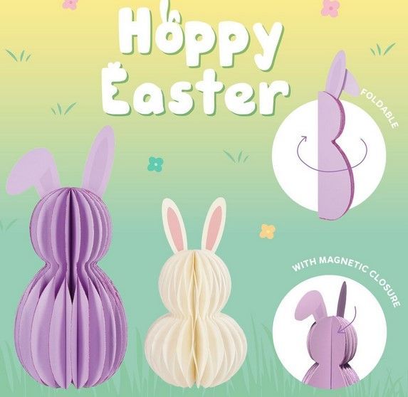 SET DE 2 PETITS LAPINS PLIABLES EN PAPIER