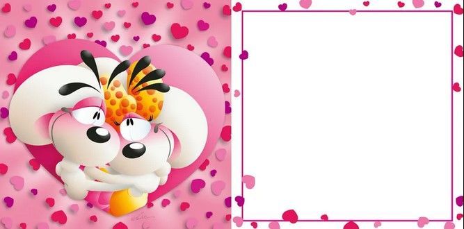 CARTE 3D DIDDL & DIDDLINA COEUR ROSE SANS TEXTE