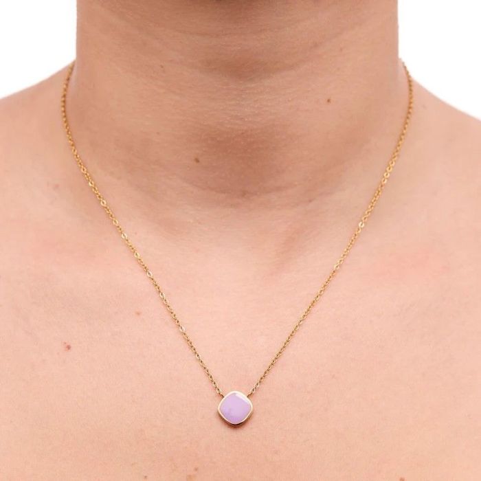 COLLIER DORE PENDENTIF LOSANGE