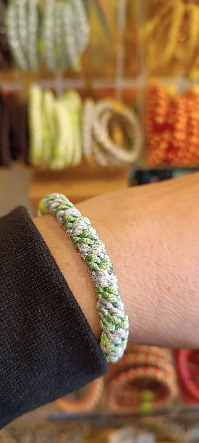 Kknekki Lind green silver glitter stripe