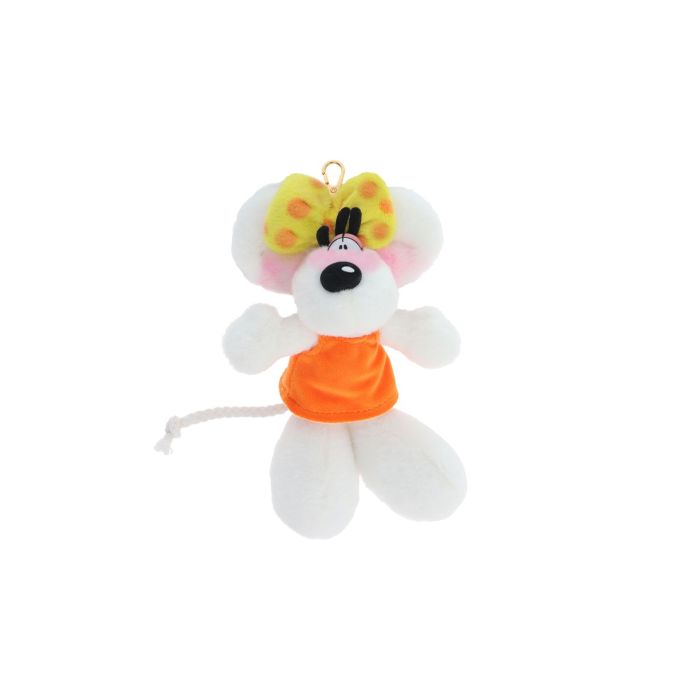 PORTE CLE DIDDL PELUCHE EN SALOPETTE ORANGE 15CM
