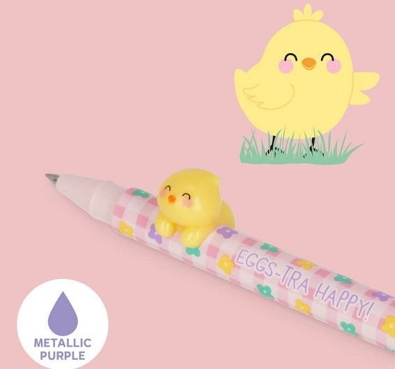 SET DE 2 STYLOS A ENCRE GEL AVEC ANIMAL DECORATIF HOPPY EASTER