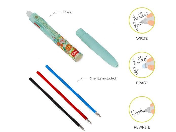 STYLO A ENCRE GEL EFFACABLE 3 COULEURS FLOWER