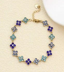 Bracelet trèfles pavés de zircons – éclat joaillier en acier inoxydable - bleu