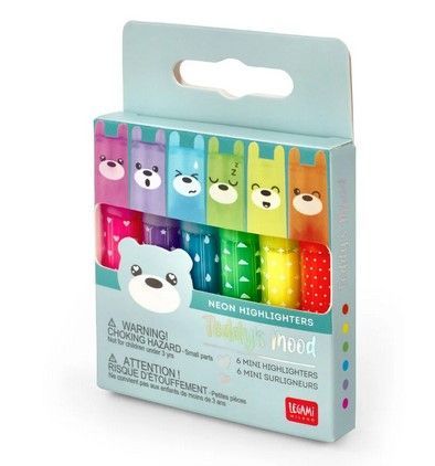 SET DE 6 MINI SURLIGNEURS TEDDY