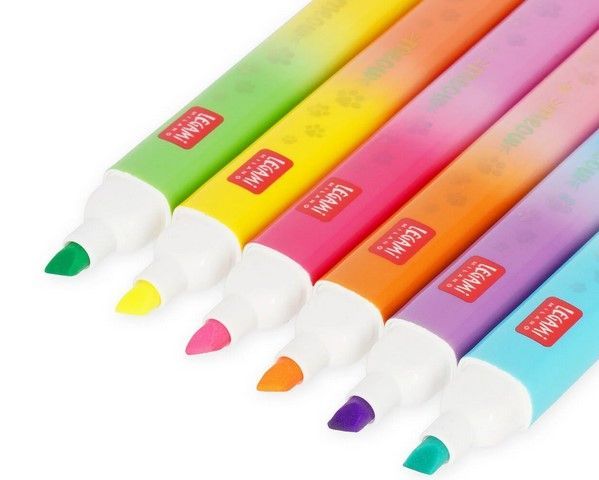 SET DE 6 SURLIGNEURS A DOUBLE POINTE KITTY