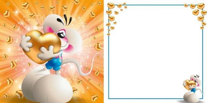 CARTE 3D DIDDL & COEUR DORE SANS TEXTE