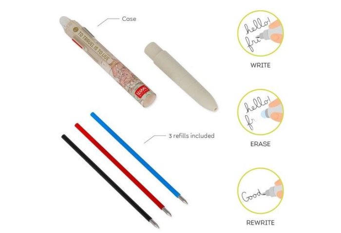 STYLO A ENCRE GEL EFFACABLE 3 COULEURS TRAVEL