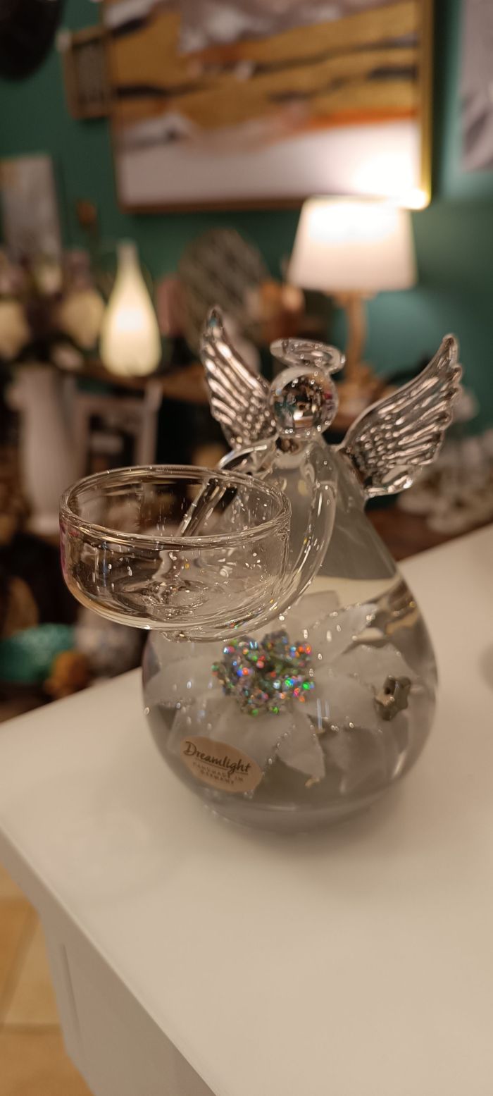 DREAMLIGHT ANGE BOUGEOIR BLANC FLEUR ARGENTEE