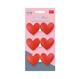 SET DE 6 CLIPS DE FERMETURE POUR SACHETS COEUR