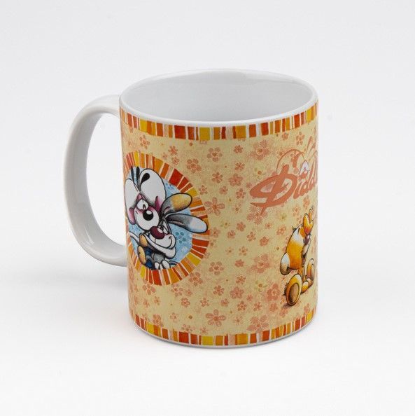  Mug Céramique Diddl orange à motifs – Tasse Diddlina et Pimboli collector
