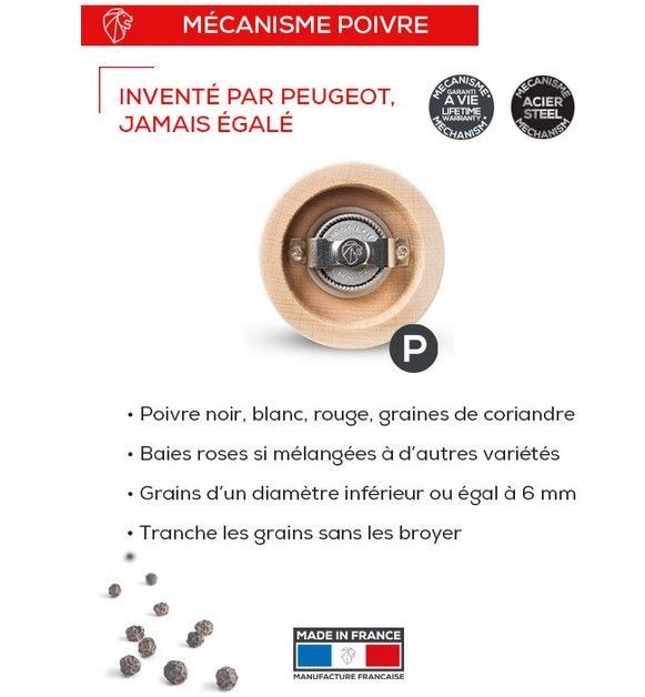  Bistro Moulin à  sel manuel en bois, gris galet, 10 cm