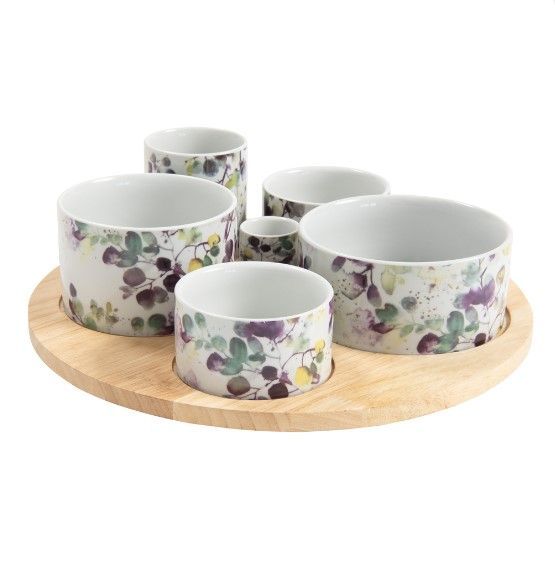 Service apéritif tournant Garden en porcelaine