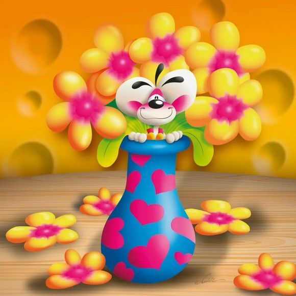 CARTE 3D DIDDL BOUQUET DE FLEURS SANS TEXTE