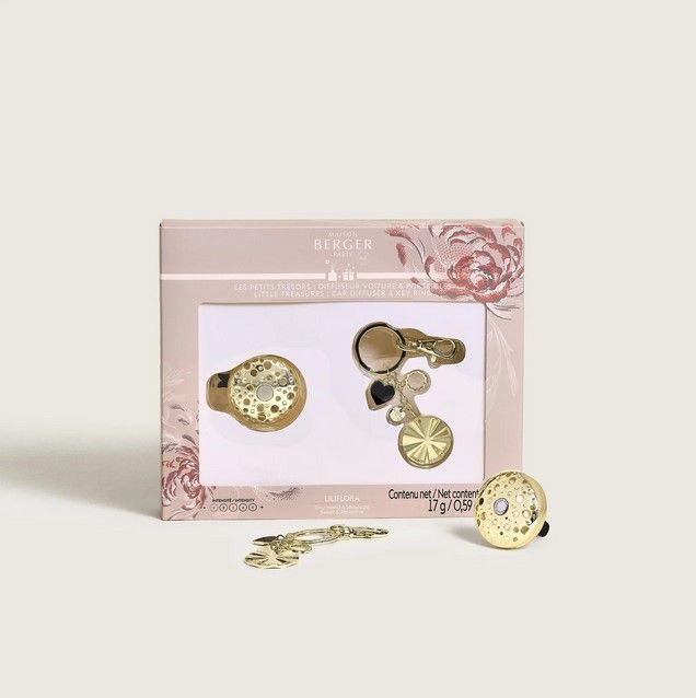 Coffret Les Petits Trésors Ophelia diffuseur voiture & porte clefs Or