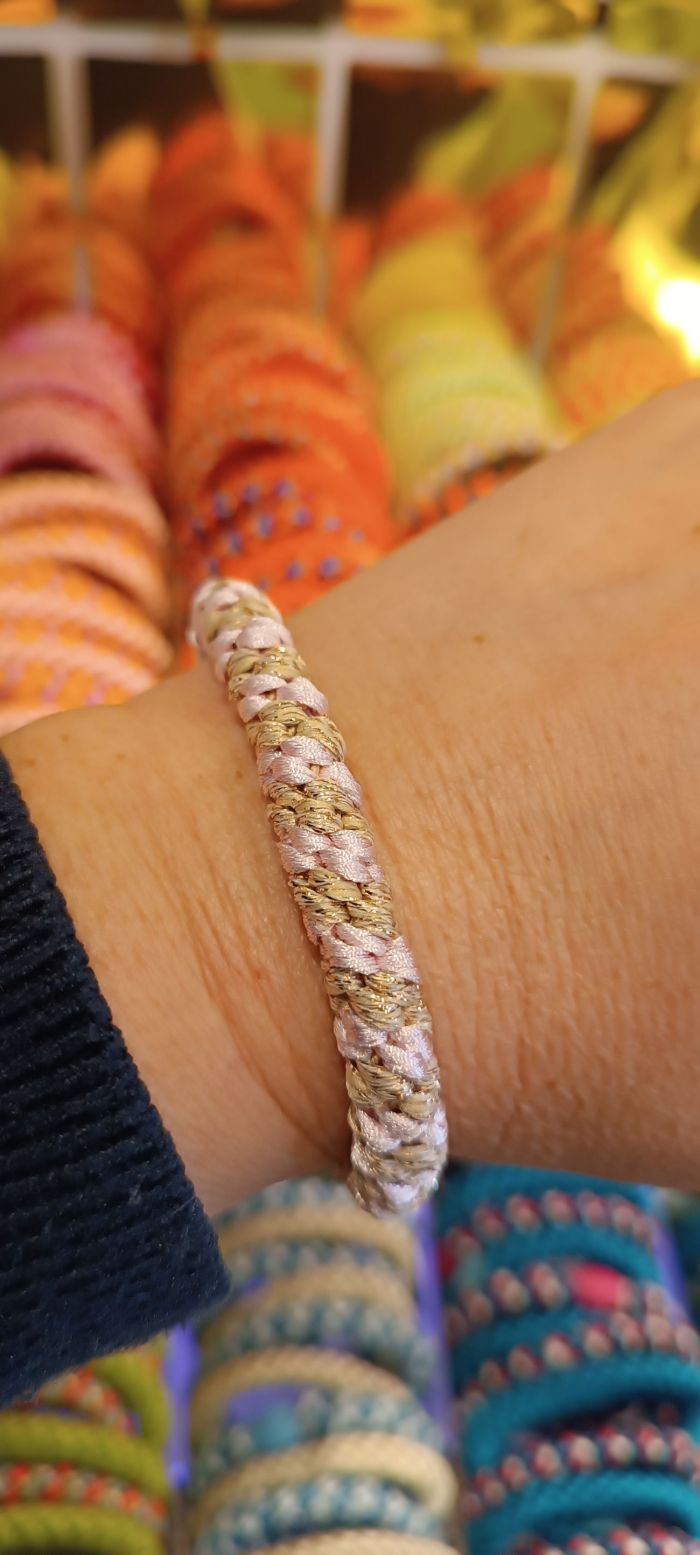 Kknekki rayures à paillettes rose clair beige