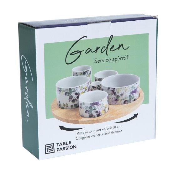 Service apéritif tournant Garden en porcelaine