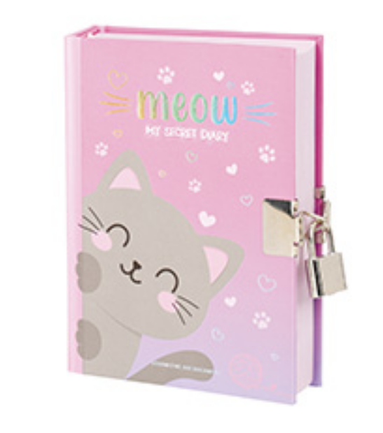 Journal Intime avec Couverture Rigide Illustrée et Cadenas - Kitty - My Secret Diary