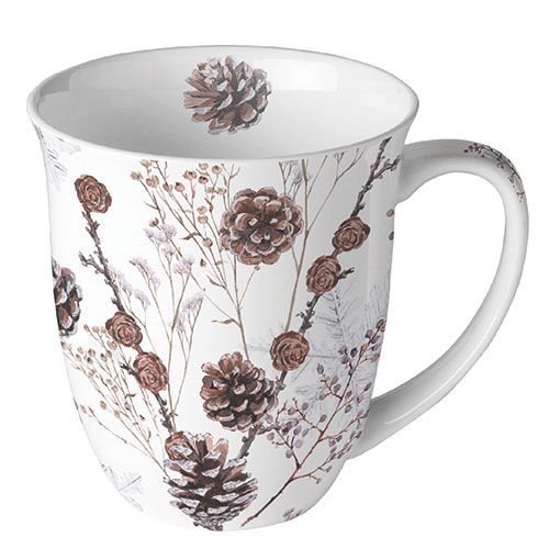 MUG PINE CONES WHITE 